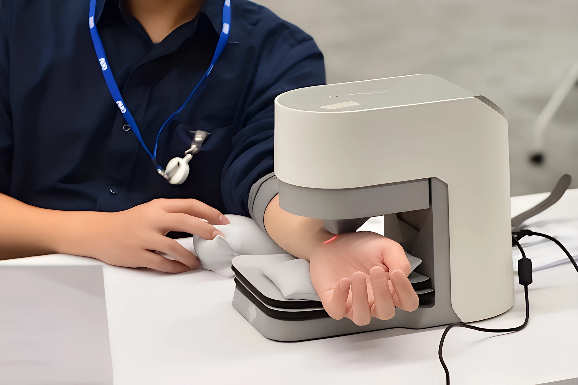 友達耘康中醫數位化檢測解決方案之脈象檢測系統採用高靈敏多點式壓力感測器，可真實還原「寸、關、尺」三部脈象量測結果