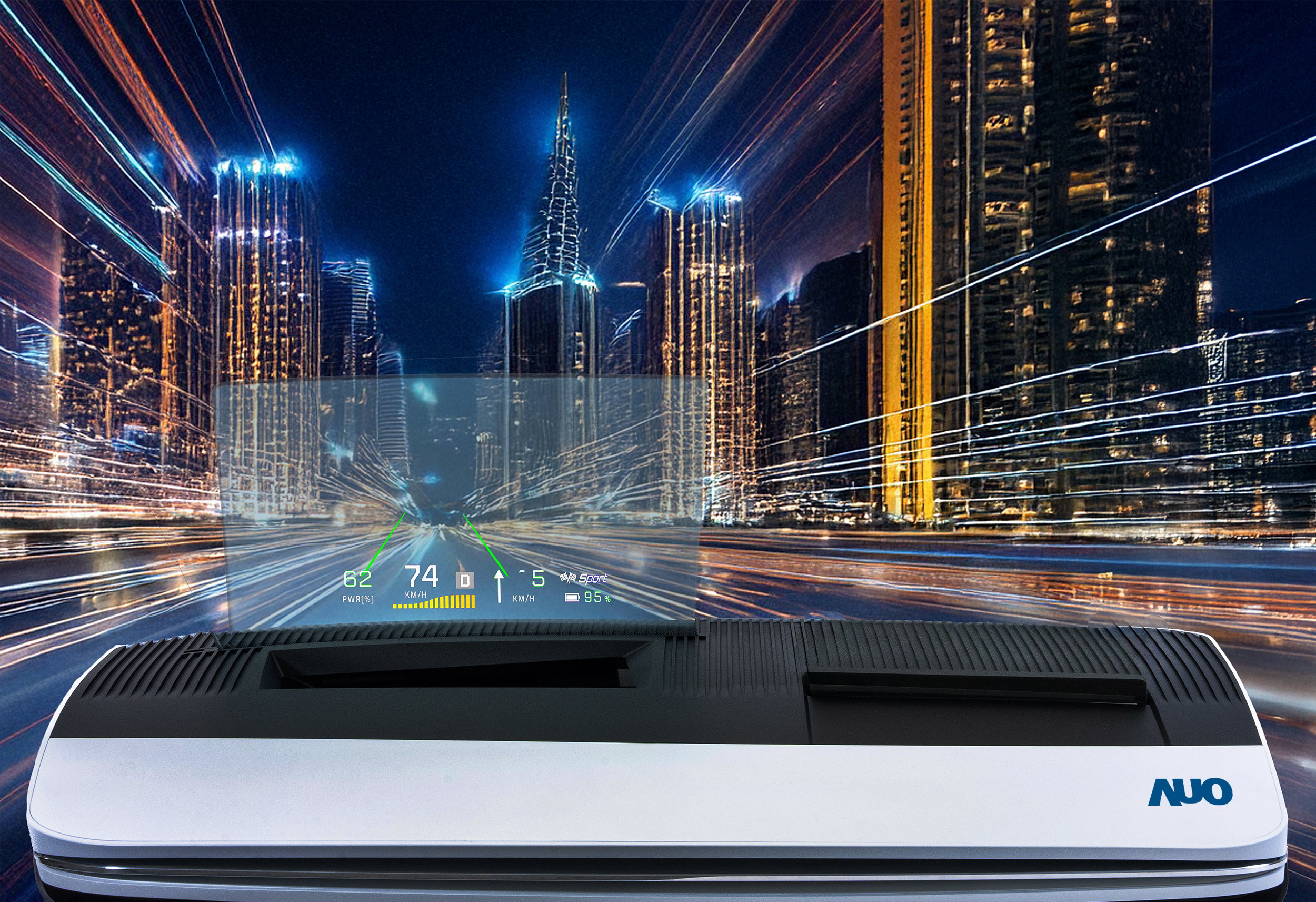 jinnian金年会推出13吋Micro LED抬头显示器，提供高入眼亮度、高色彩饱和度的显示质量，在阳光下或黑暗中都清晰可见，并利用Micro LED模块体积小的优势，解决车用空间有限的痛点